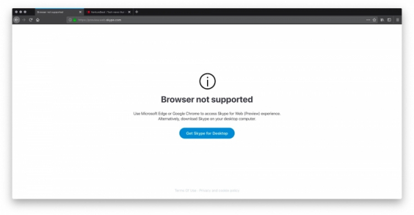 Веб-версия Skype не работает в Safari и Firefox"