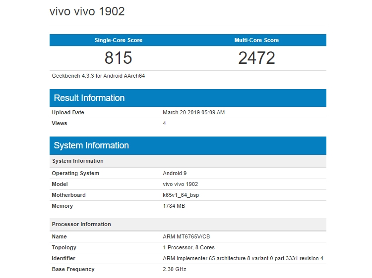 Начальный уровень: два новых смартфона Vivo показались в бенчмарке"