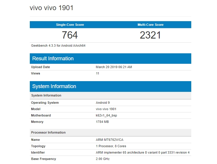 Начальный уровень: два новых смартфона Vivo показались в бенчмарке"