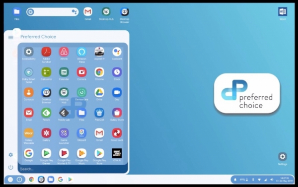 Ранний вариант десктопного режима Android Q со сторонним лаунчером"