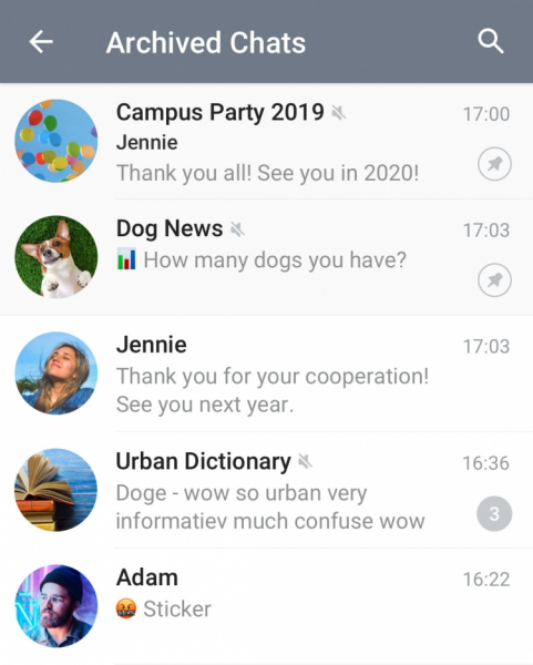 Вышла новая версия&nbsp;Telegram: архивация чатов, обмен пакетами стикеров и новый дизайн на&nbsp;Android"