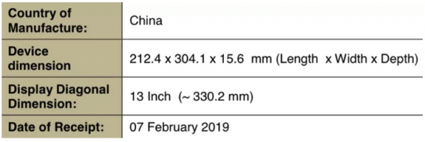Регулятор раскрыл данные о новом ноутбуке MacBook Pro с 13" дисплеем"