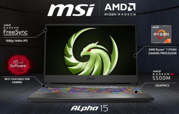 MSI Alpha 15: первый ноутбук компании на Ryzen и первый в мире с Radeon RX 5500M"