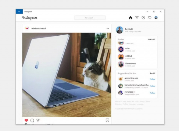 Новый Instagram для Windows 10 получил поддержку Direct"