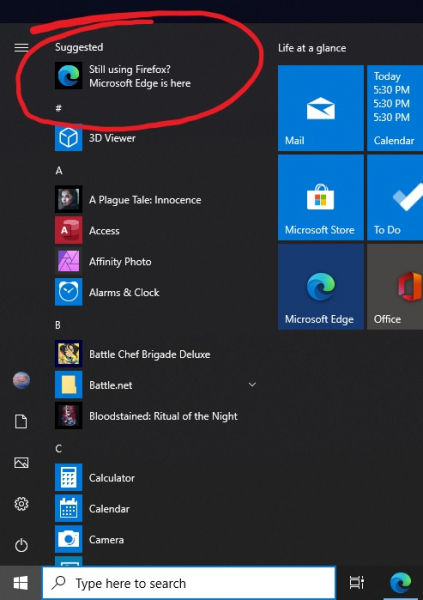 Пользователи Firefox обнаружили в Windows 10 рекламу с призывом перейти на Edge"