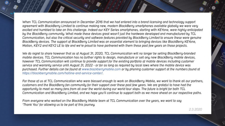 BlackBerry всё? TCL больше не будет выпускать &laquo;ежевичные&raquo; устройства"