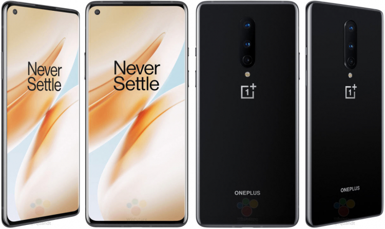 Просочились детальные изображения OnePlus 8  для прессы во всех трёх цветовых исполнениях"