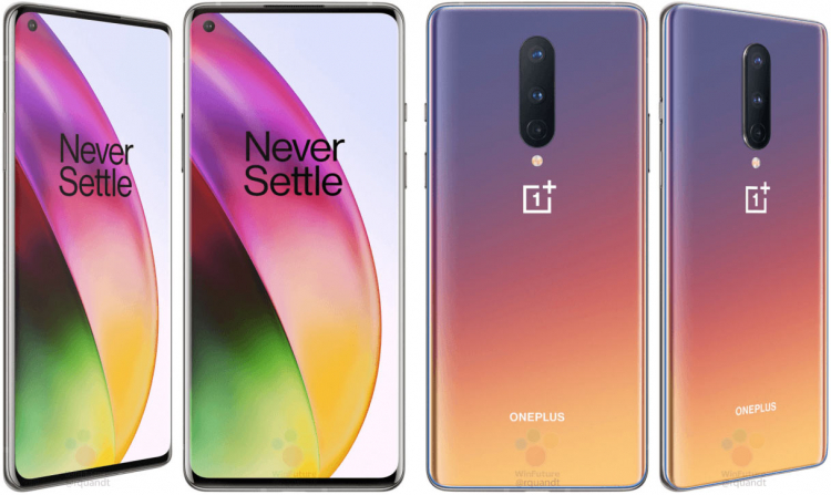 Просочились детальные изображения OnePlus 8  для прессы во всех трёх цветовых исполнениях"