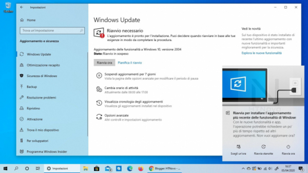 В Windows 10 версии 2004 изменится вид оповещений Центра обновления"