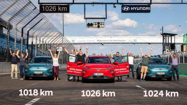 Более 1000 км: кроссовер Hyundai Kona Electric установил рекорд пробега без подзарядки"